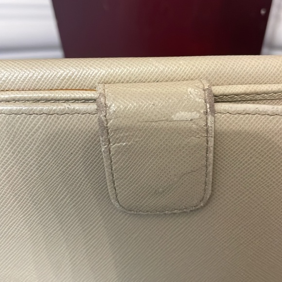 Prada Saffiano Tan Leather Long Fold Over Wallet Purse - Picture 10 of 14